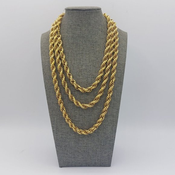 Unknown Jewelry Long Gold Toned Necklace 56 May Be Diamond Cut Rope